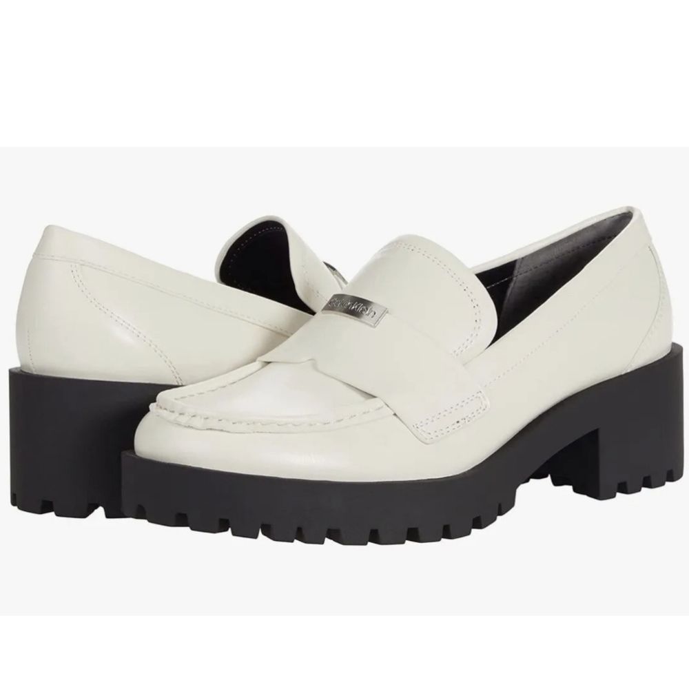 CALVIN KLEIN lug sole slip on loafer black white marli 10 nib